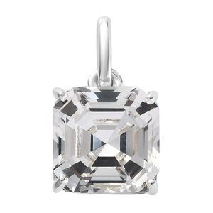 White Crystal Solitaire Pendant in Sterling Silver